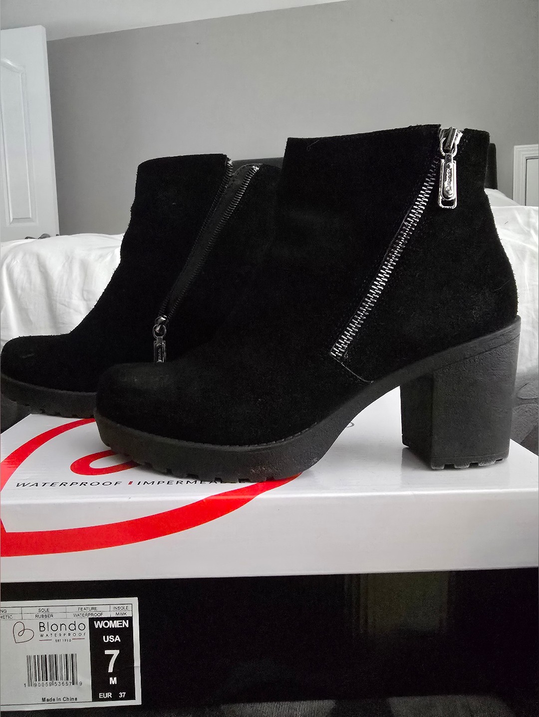 Blondo Waterproof Black Suede Ankle Booties